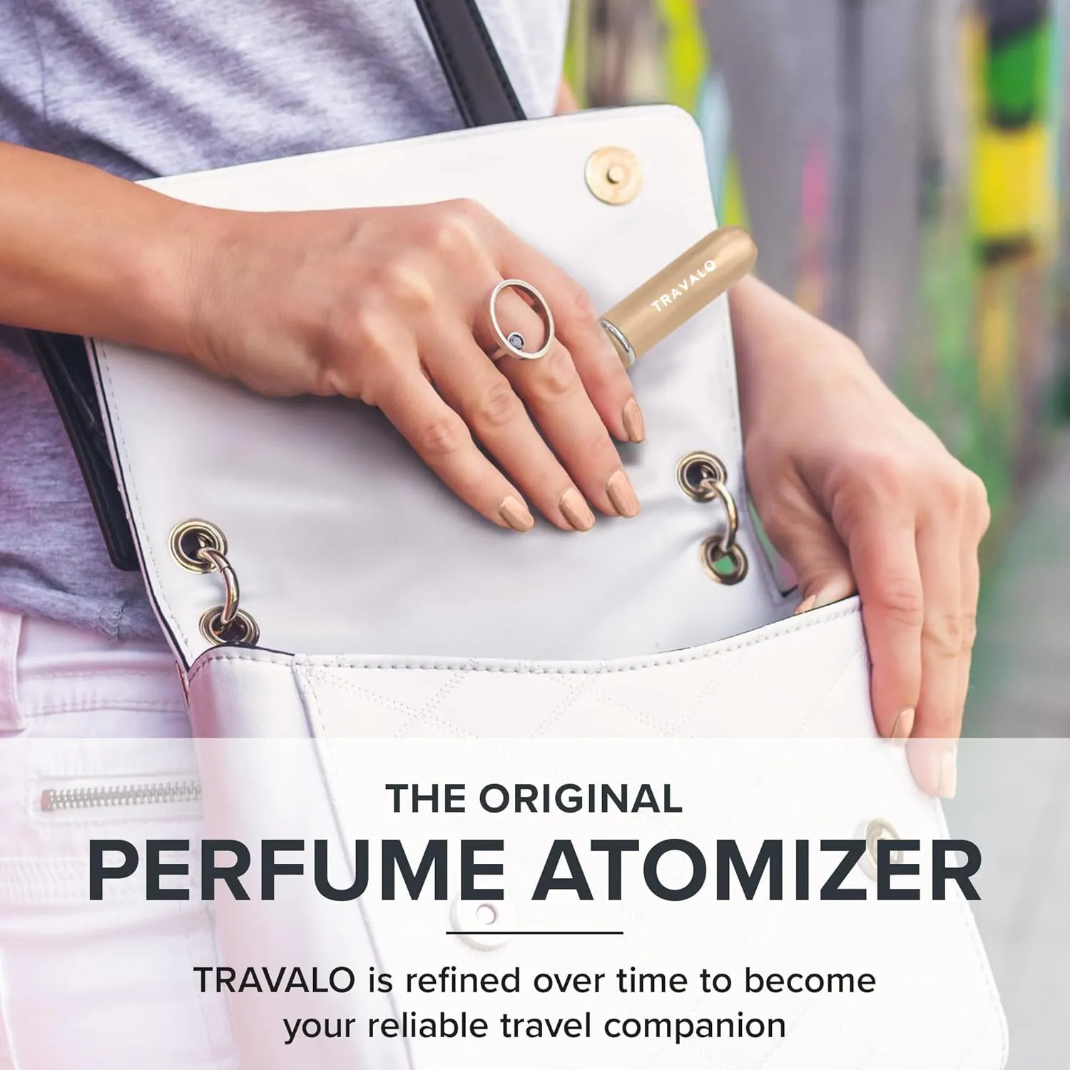 Travalo Classic HD Perfume Atomizer - Genie-S TSA Approved Travel Perfume Bottle Refillable - Reusable Airtight Easy-Fill Mini Pump Sprayer - Lightweight Elegant Design w/Volume Window - Gold 0.17oz