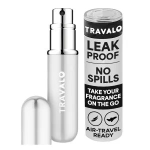 Travalo Classic HD Perfume Atomizer - Genie-S TSA Approved Travel Perfume Bottle Refillable - Reusable Airtight Easy-Fill Mini Pump Sprayer - Lightweight Elegant Design w/Volume Window Silver 0.17oz