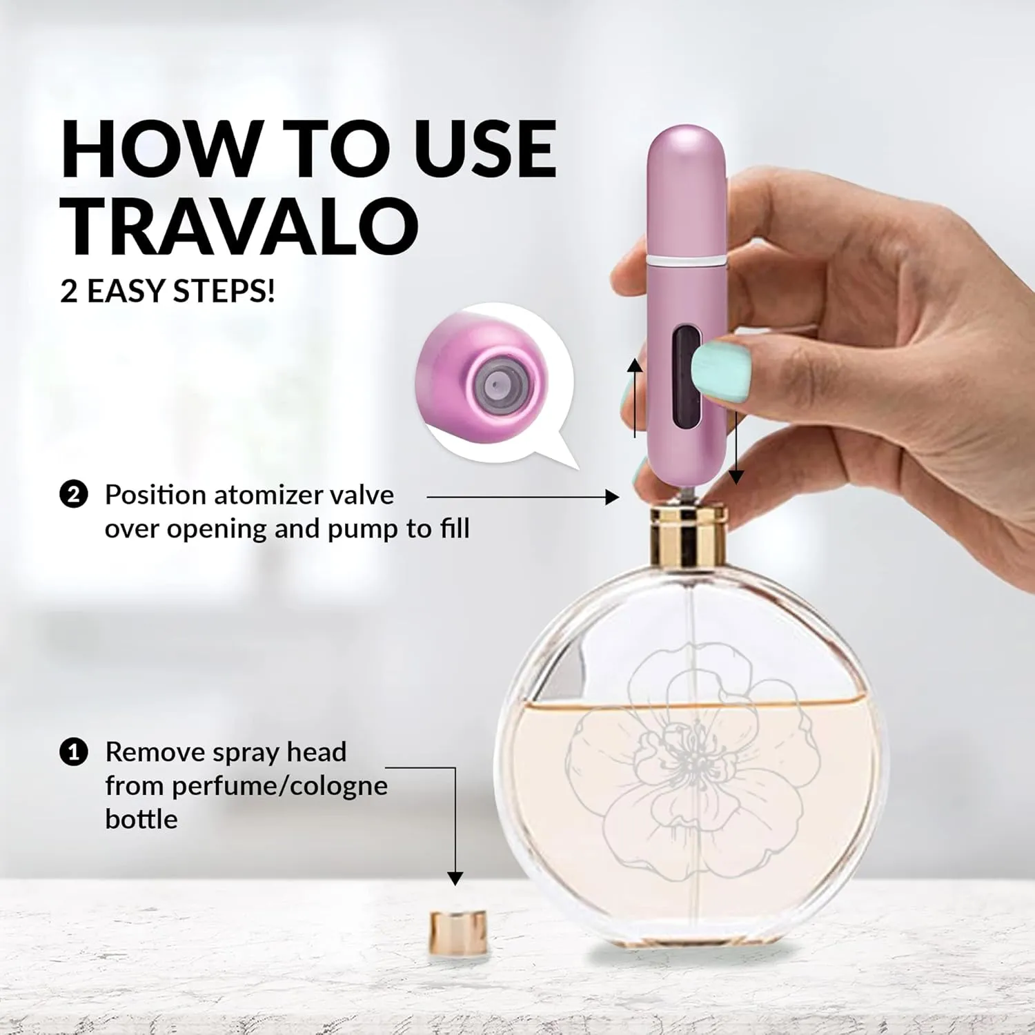 Travalo LUX Perfume Atomizer | Travel Refill U-Change System TSA Approved | Reusable Airtight Easy Fill Mini Pump Sprayer | Lightweight Portable | Brushed Polished Metal Alloy Outer Shell Black 0.17oz