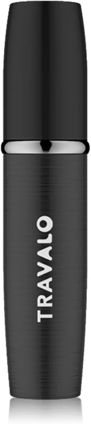 Travalo LUX Perfume Atomizer | Travel Refill U-Change System TSA Approved | Reusable Airtight Easy Fill Mini Pump Sprayer | Lightweight Portable | Brushed Polished Metal Alloy Outer Shell Black 0.17oz