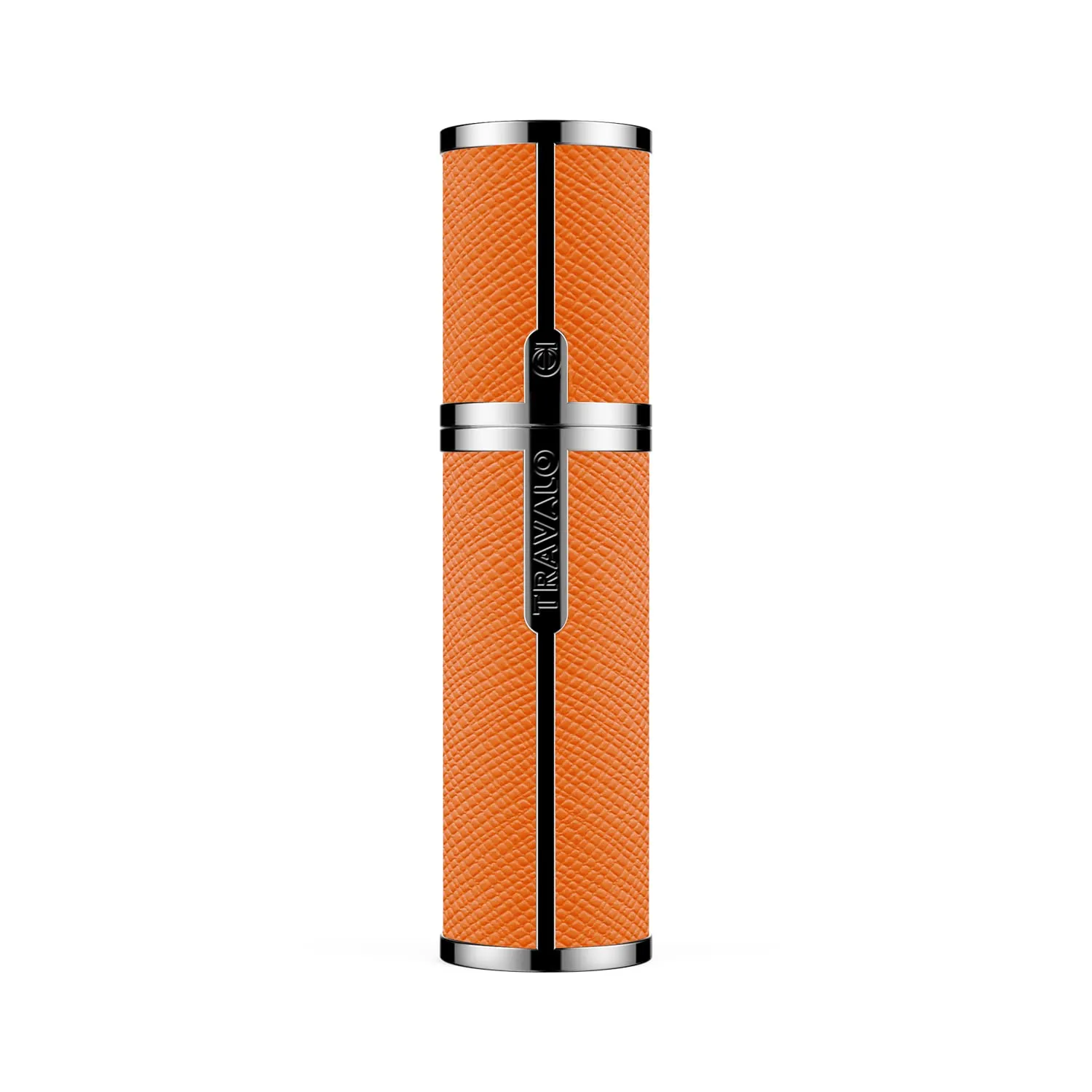 Travalo Milano Perfume Atomizer - Travel Refill TSA Approved - Reusable, Airtight, Easy Fill Mini Pump Sprayer - Lightweight, Portable, Vegan Leather with Polished Metal Outer Shell - Orange 0.17oz