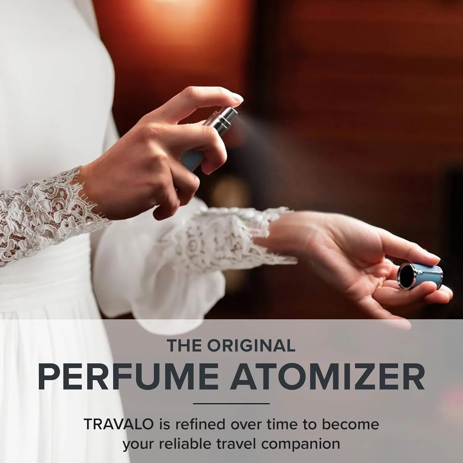 Travalo Milano Perfume Atomizer Travel Refill U-Change System TSA Approved Reusable Airtight Easy Fill Mini Pump Sprayer Lightweight Portable Vegan Leather with Polished Metal Outer Shell Black 0.17oz
