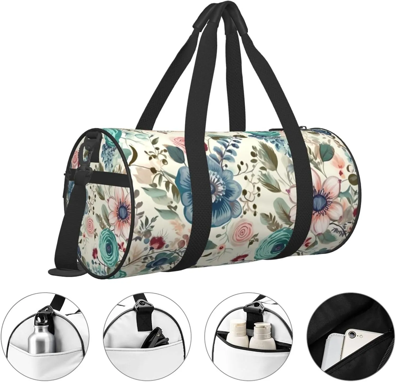 Travel Bag For Women,Modern Bohemia Flower Print Personal Item Duffle Bags,Weekend Travel Duffel Tote Bag,Travel Sport Gym Bag For Men,Airplane Travel Essentials For Flying