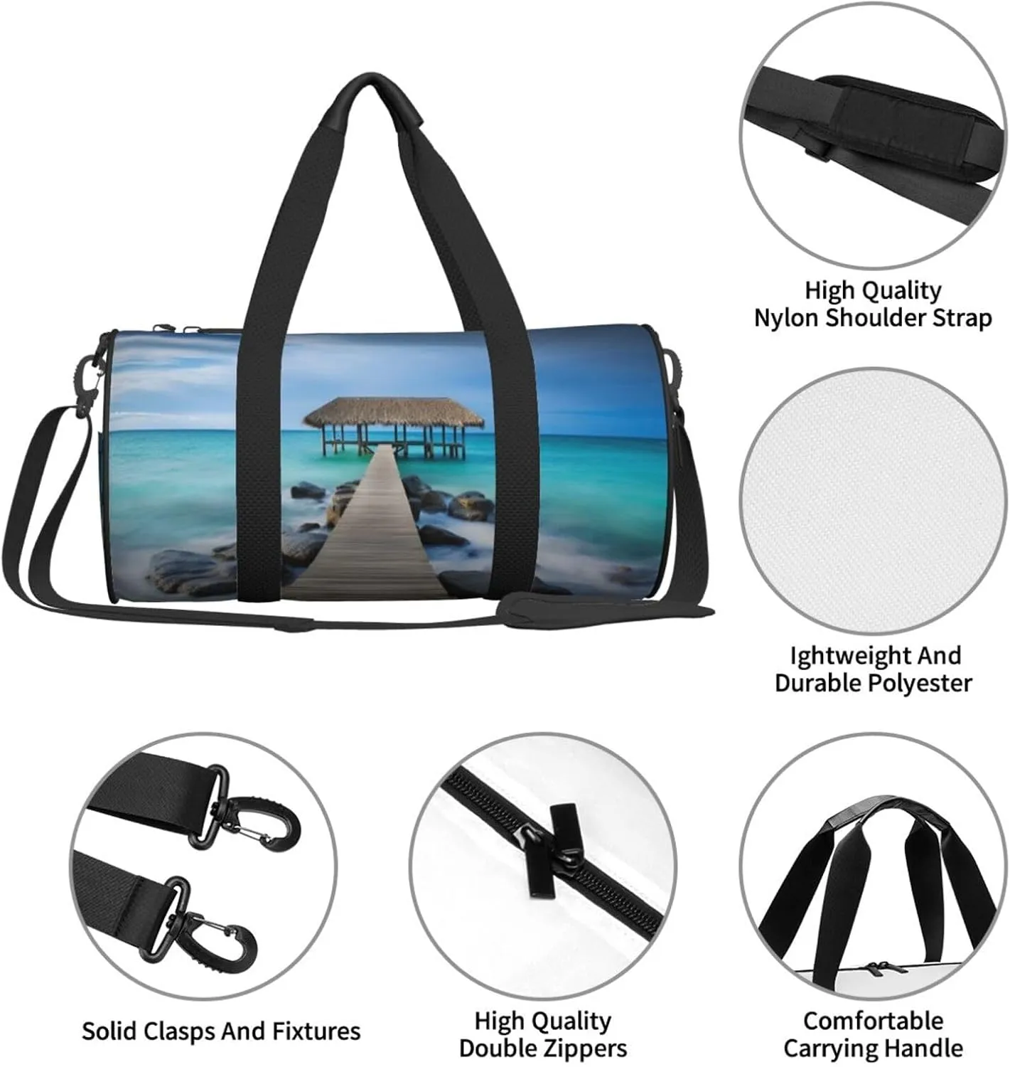 Travel Bag For Women,Modern Seascape Picture Print Personal Item Duffle Bags,Weekend Travel Duffel Tote Bag,Travel Sport Gym Bag For Men,Airplane Travel Essentials For Flying