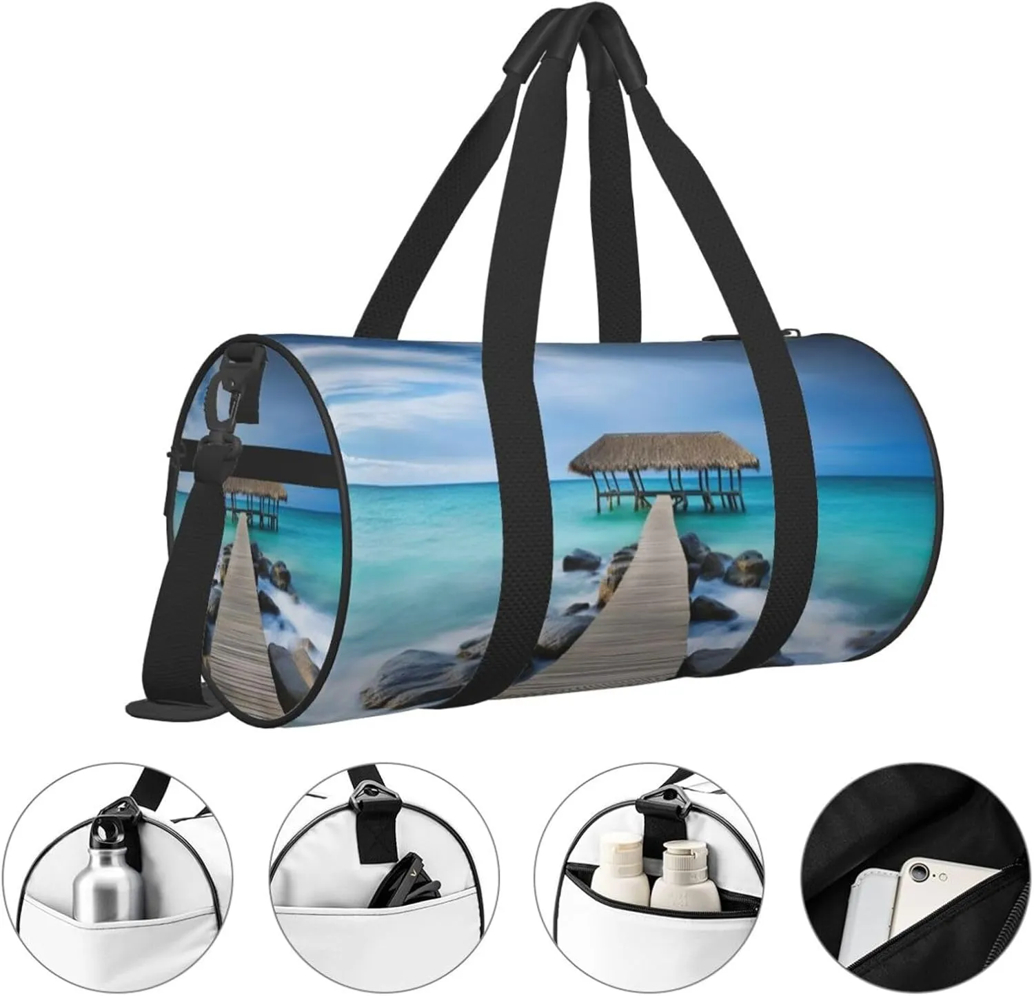 Travel Bag For Women,Modern Seascape Picture Print Personal Item Duffle Bags,Weekend Travel Duffel Tote Bag,Travel Sport Gym Bag For Men,Airplane Travel Essentials For Flying