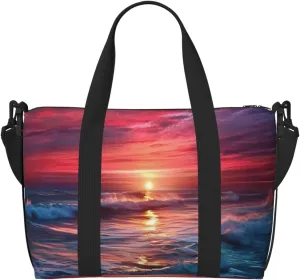 Travel Duffel Bags Personal Item Bag Carry On Luggage Bag Training Handbag Lightweight Waterproof Sports Gym Bag Warm Twilight Weekender Bag for Women Men, Black, One Size, Travel Duffle