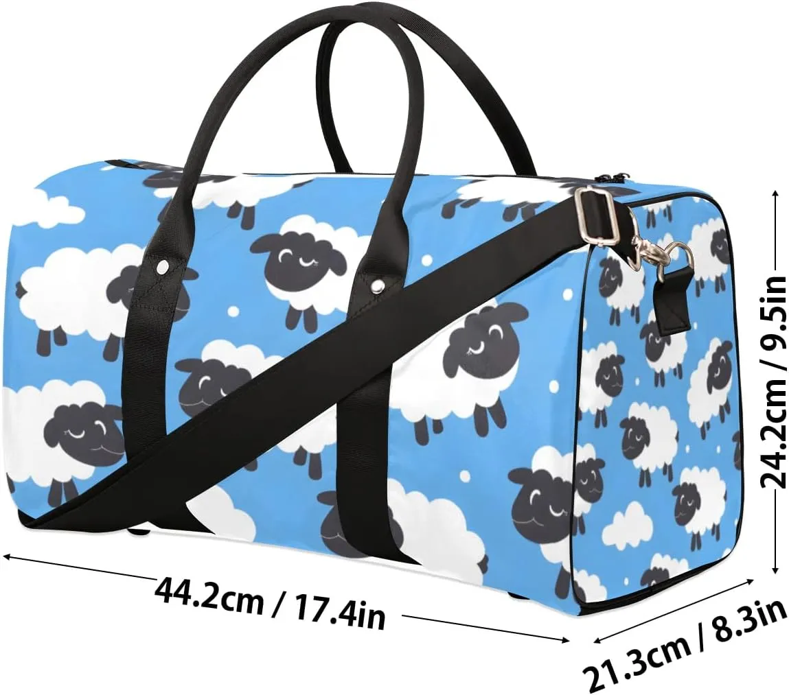 Travel Duffle Bag Cartoon Sheep Gym Bags for Men Women Travel Duffel Bags with Adjustable Shoulder Strap Carry On Weekender Bag