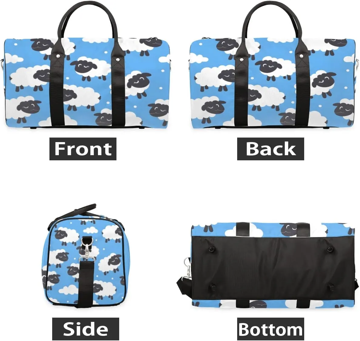 Travel Duffle Bag Cartoon Sheep Gym Bags for Men Women Travel Duffel Bags with Adjustable Shoulder Strap Carry On Weekender Bag