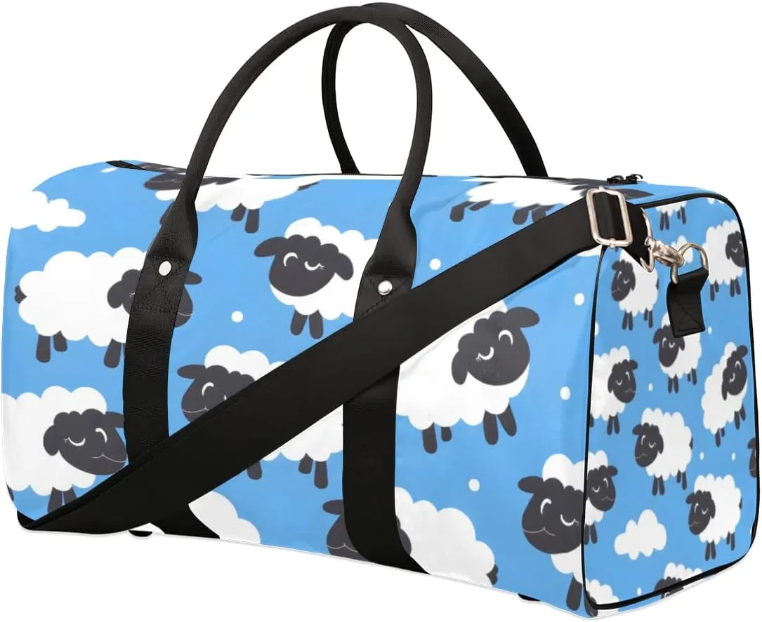 Travel Duffle Bag Cartoon Sheep Gym Bags for Men Women Travel Duffel Bags with Adjustable Shoulder Strap Carry On Weekender Bag