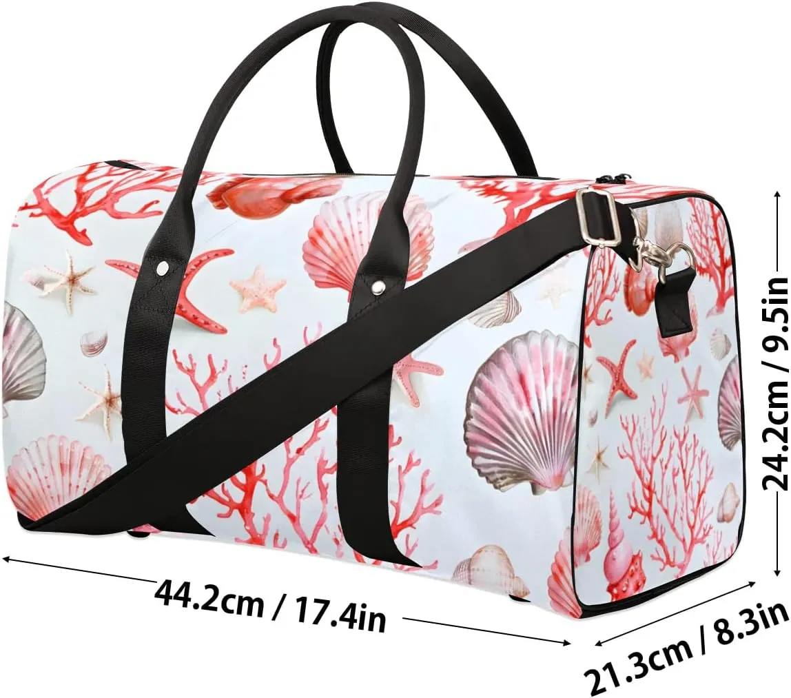 Travel Duffle Bag Corals Shells Gym Bags for Men Women Travel Duffel Bags with Adjustable Shoulder Strap Carry On Weekender Bag