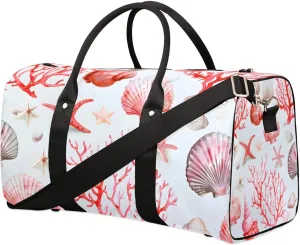 Travel Duffle Bag Corals Shells Gym Bags for Men Women Travel Duffel Bags with Adjustable Shoulder Strap Carry On Weekender Bag