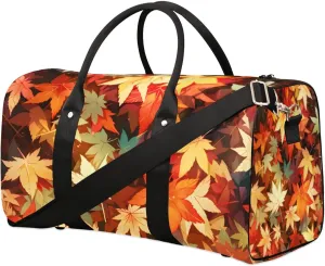 Travel Duffle Bag Falling Maple Leaf Gym Bags for Men Women Travel Duffel Bags with Adjustable Shoulder Strap Carry On Weekender Bag