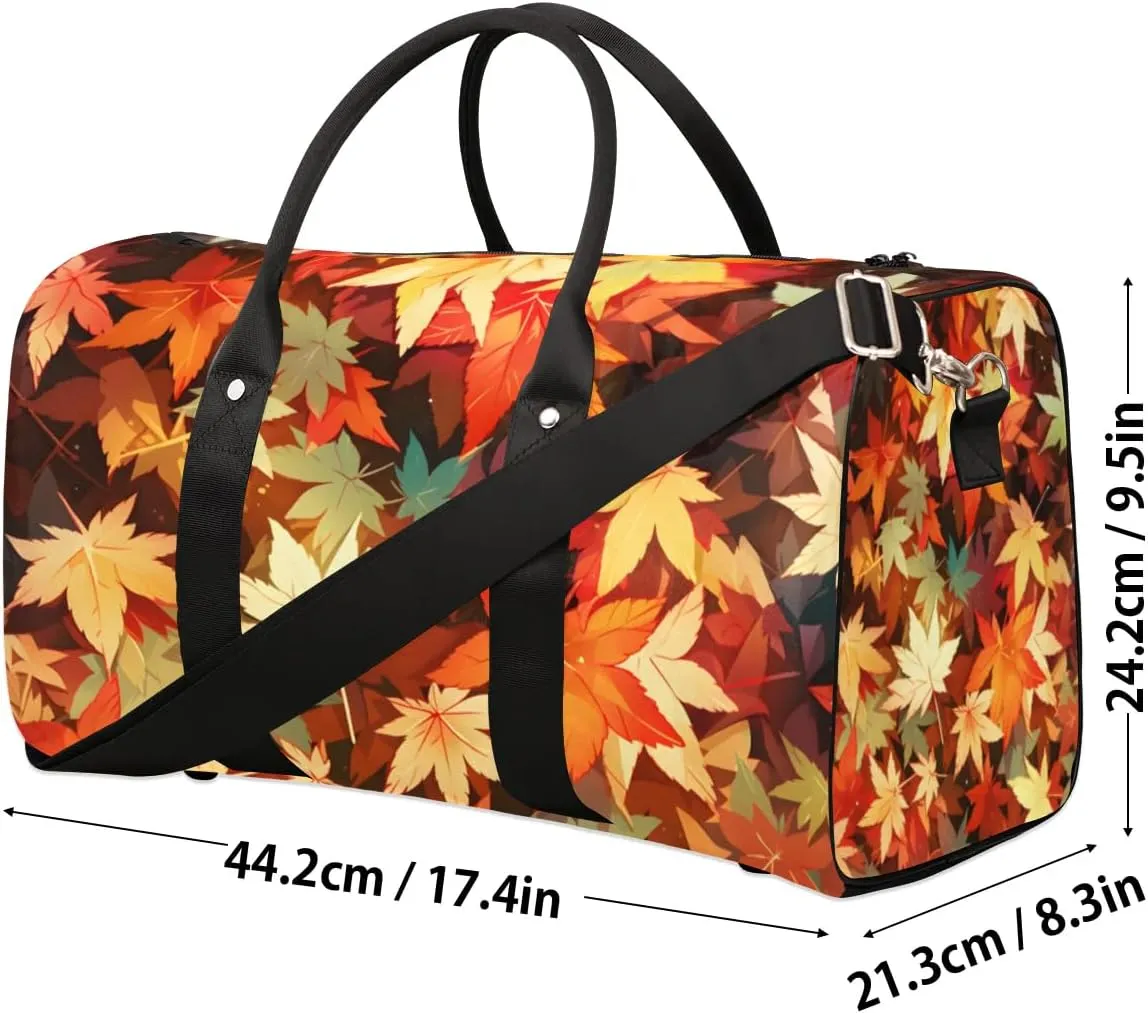 Travel Duffle Bag Falling Maple Leaf Gym Bags for Men Women Travel Duffel Bags with Adjustable Shoulder Strap Carry On Weekender Bag
