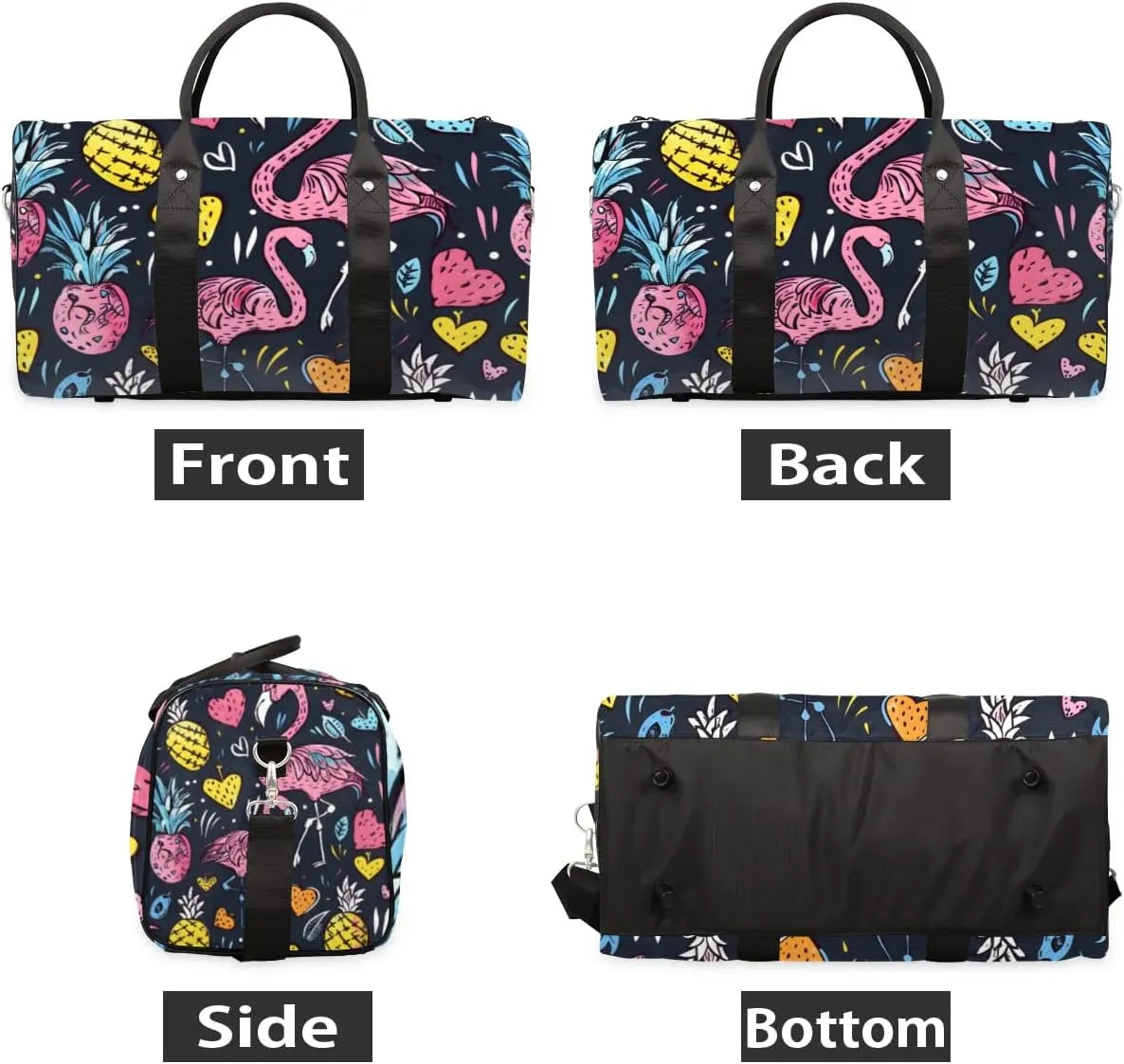 Travel Duffle Bag Flamingo Pineapple Print Gym Bags for Men Women Travel Duffel Bags with Adjustable Shoulder Strap Carry On Weekender Bag