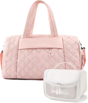 Travel Duffle Bag for Women Weekender Bag Luggage with Toiletry bag Shoe Pocket for Hospital,Gym and Airplane Travel,Pink