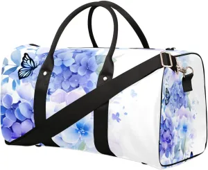 Travel Duffle Bag Hydrangea Butterfly Gym Bags for Men Women Travel Duffel Bags with Adjustable Shoulder Strap Carry On Weekender Bag