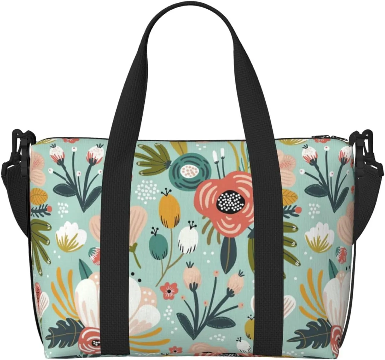 Travel Duffle Bag Weekender Bag Carry On Tote Bag Sport Gym Bag for Women Men Colorful Flora Print