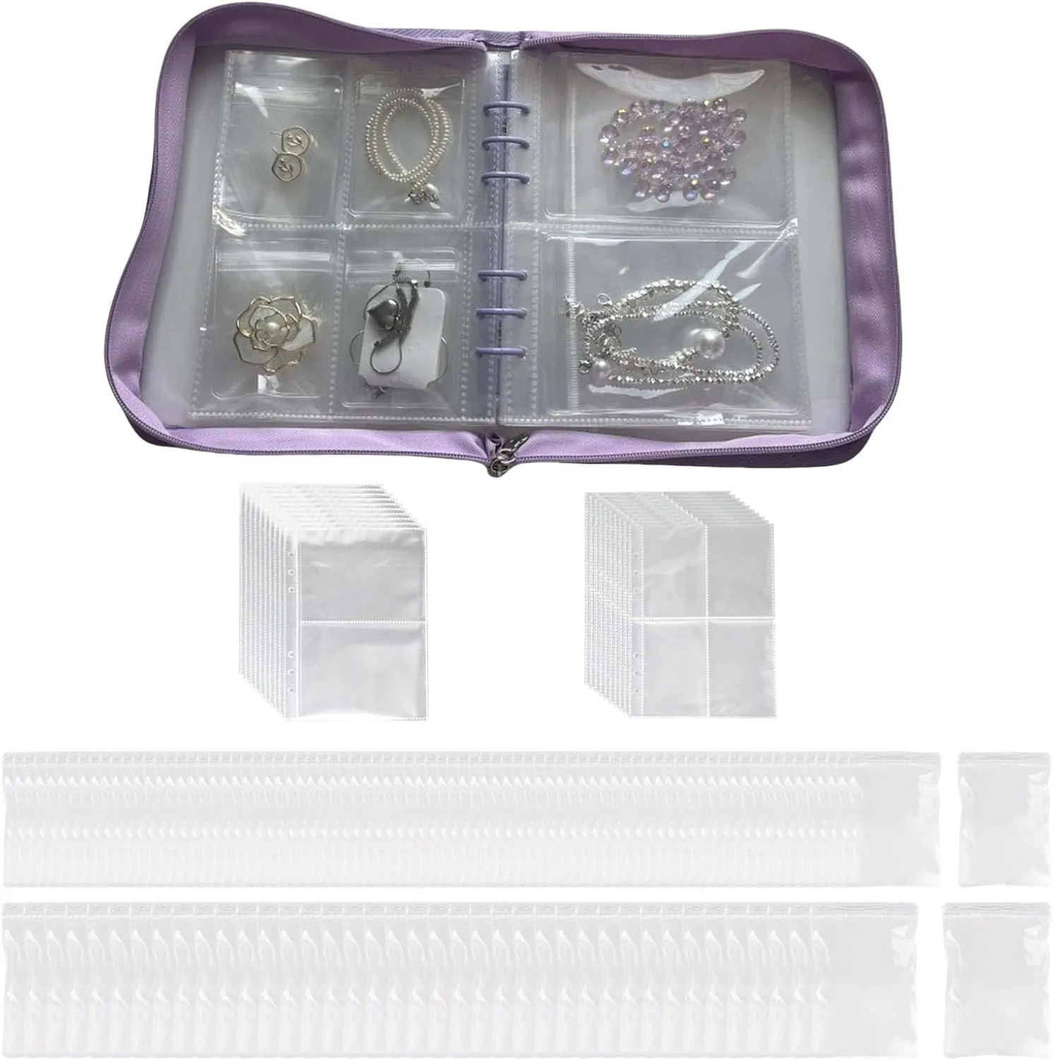 Travel Jewelry Organiser with PVC Bags Transparents Storage Book Pockets for Necklaces Earrings Rings and Bracelets