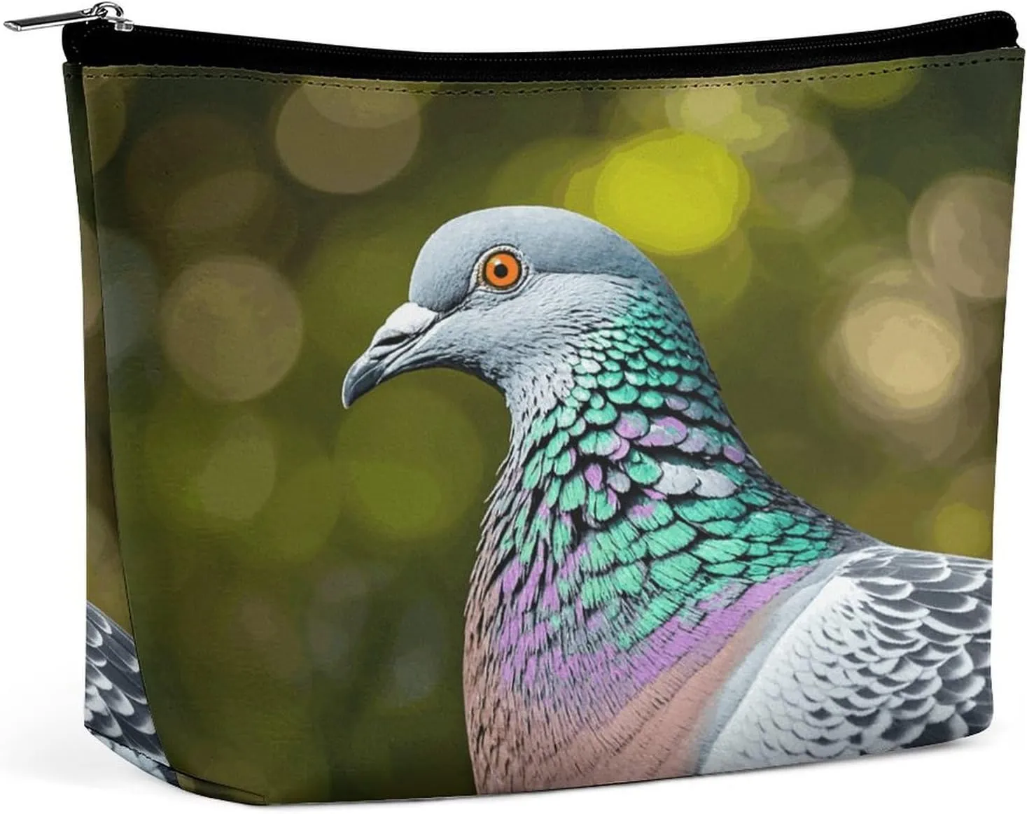 Travel Makeup Bag Portable Cosmetic Bags for Women Grey Pigeon Make Up Bags Organizer With Zipper Waterproof Open Flat Toiletry Bag Cute Makeup Pouch for Travel Accessories