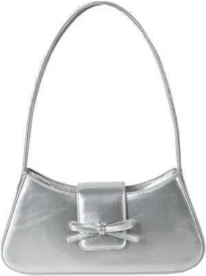 Trendy Shoulder Bag for Women Crescent Hobo Handbags Small Y2K Purses Patent Leather Clutch Bag Cute Bow Purse 2025