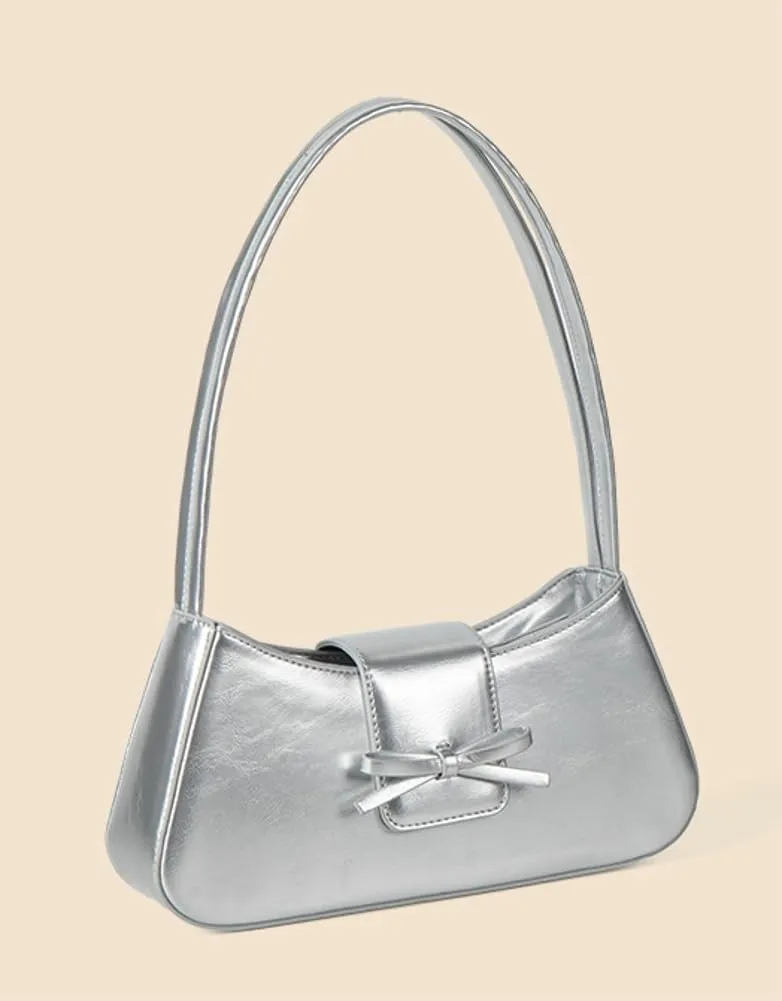 Trendy Shoulder Bag for Women Crescent Hobo Handbags Small Y2K Purses Patent Leather Clutch Bag Cute Bow Purse 2025