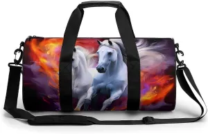 Two Horse Novelty Large Duffel Bag Lightweight Gym Bag Travel Tote Bags