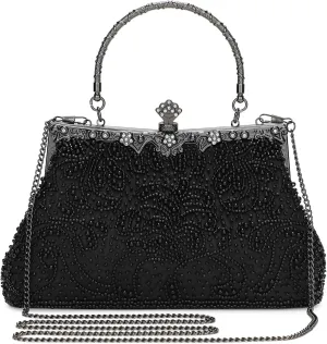 UBORSE 1920s Vintage Beaded Clutch Evening Bags for Women Formal Bridal Wedding Clutch Purse Prom Cocktail Party Handbags