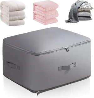 Ultra Space Saving Self Compression Organizer, 2024 Heavy Duty Storage Travel Packing Storage Tote, Storage Tote for Space Saving, Clothing Storage Bag for Comforters Blankets Bedding (Gray, X-Large)
