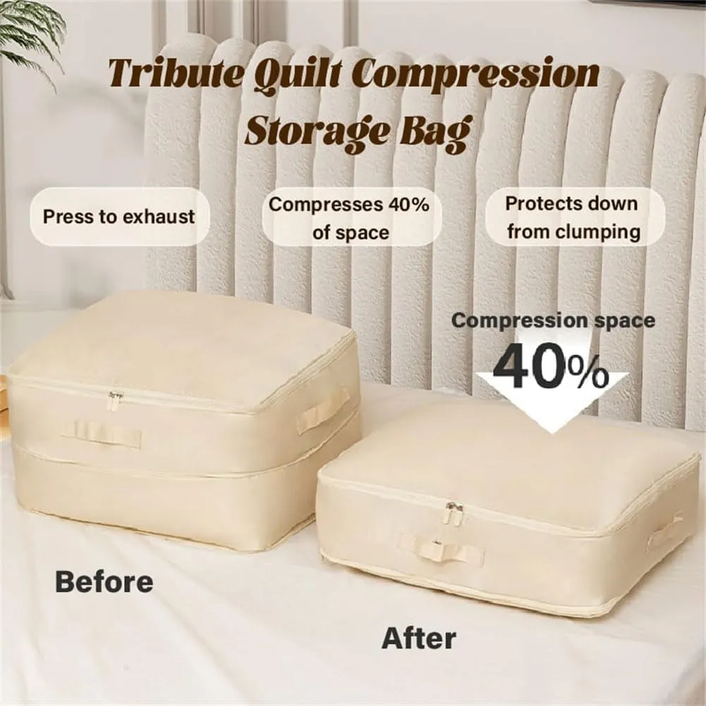Ultra Space Saving Self Compression Organizer, Blanket Storage Bags, Comforter Storage for Organizing Bedroom, Closet, Clothing, Comforter (Khika, X-Large (for quilts))