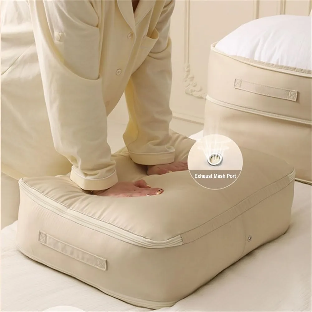 Ultra Space Saving Self Compression Organizer, Blanket Storage Bags, Comforter Storage for Organizing Bedroom, Closet, Clothing, Comforter (Khika, X-Large (for quilts))