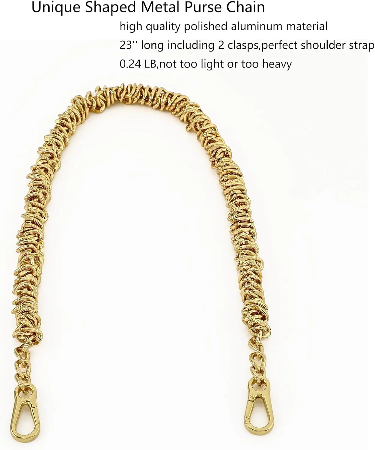 Unique Metal Bag Chains Purse Handles Shoulder Strap Replacement Accessories Charms for Handbags(Yellow Gold 23 Inch)