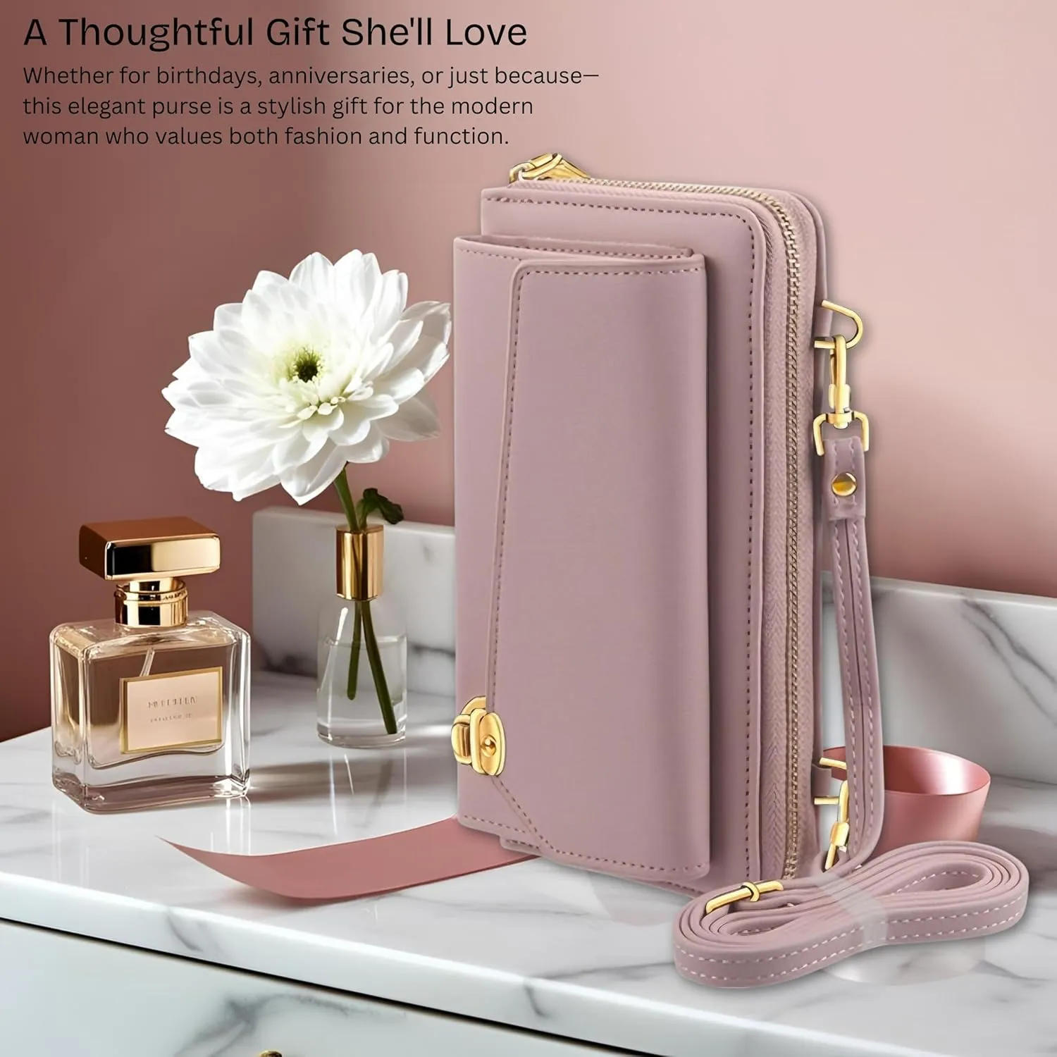 Universal Wallet Crossbody Purse Bag for Women – Clutch with Phone Holder, Detachable Strap for Travel, Shopping, Daily Use