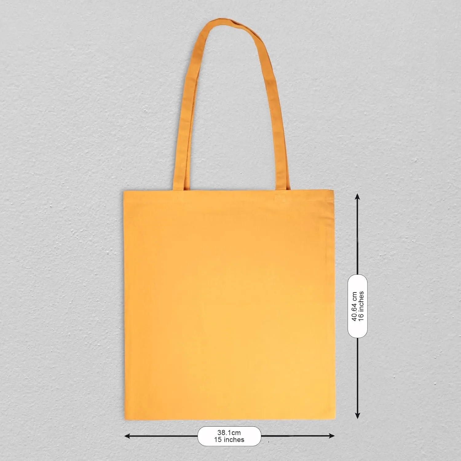 Urban Villa 12 Pack Reusable Grocery Bags 15’’x16’’ with 27’’ long Handle Mustard Color 100% Cotton Tote Bags Medium Weight Grocery Shopping Cloth Bags Great Choice for Promotion Gift DIY Advertising