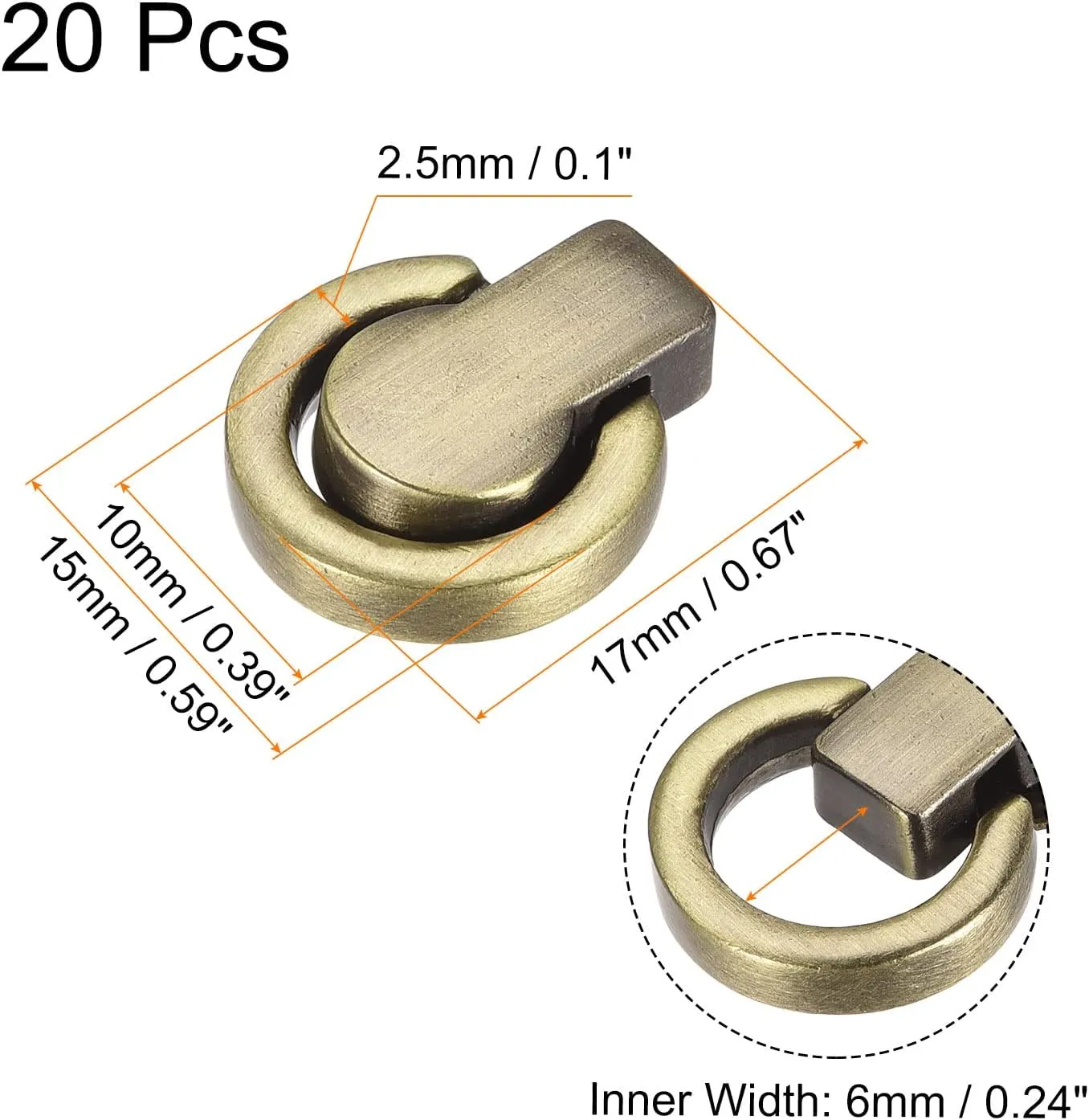 uxcell Ball Stud Rivet, Rivet Stud Screw Ball Post Head Buttons with D Ring for Purse Chain Connector DIY Art Leather Crafts