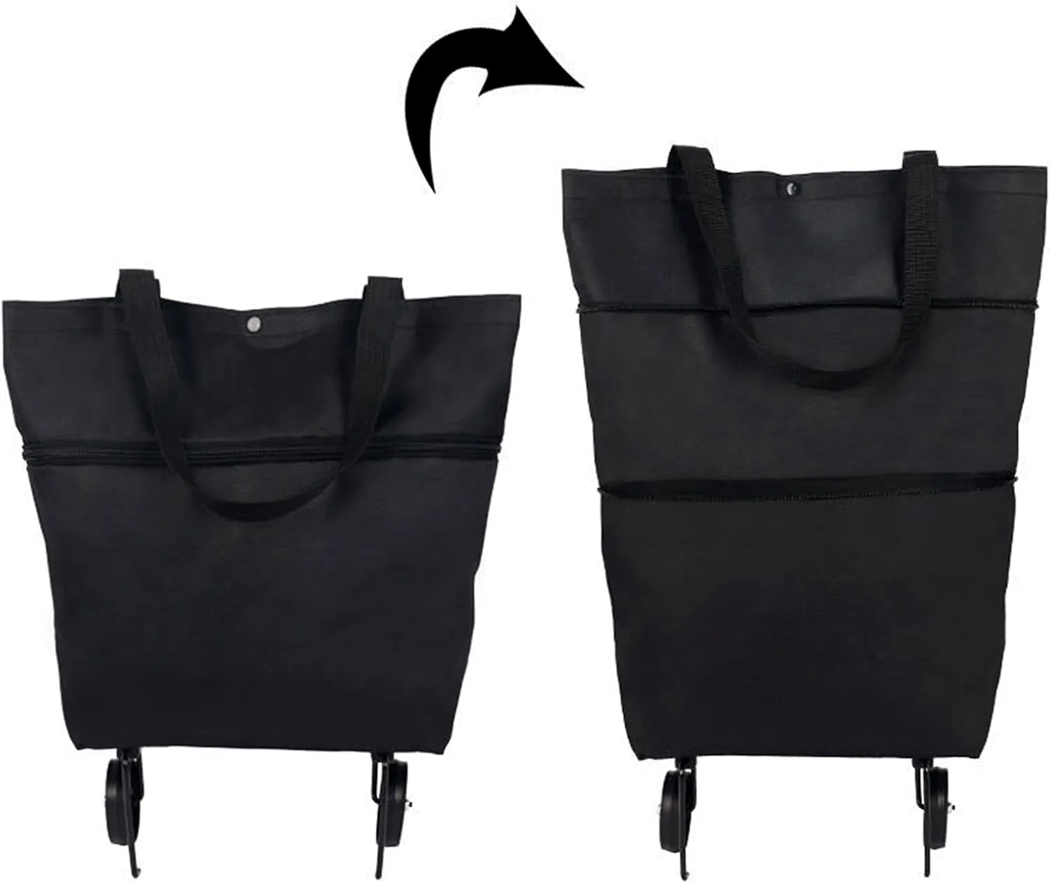 VALINK Shopping Cart with Wheels,2 in 1 Trolley Folding Hand-Pulling Shopping Bag,Portable Reusable Zipped Handbag Grocery Cart