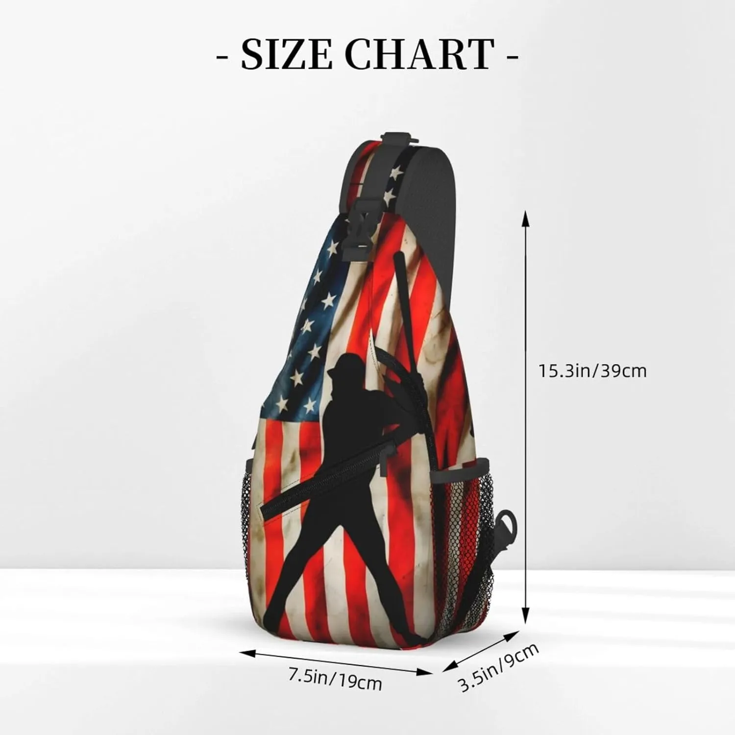 Vintage American Flag Baseball Player Chest Bags Crossbody Sling Bag Shoulder Bag Travel Hiking Daypack For Men Women