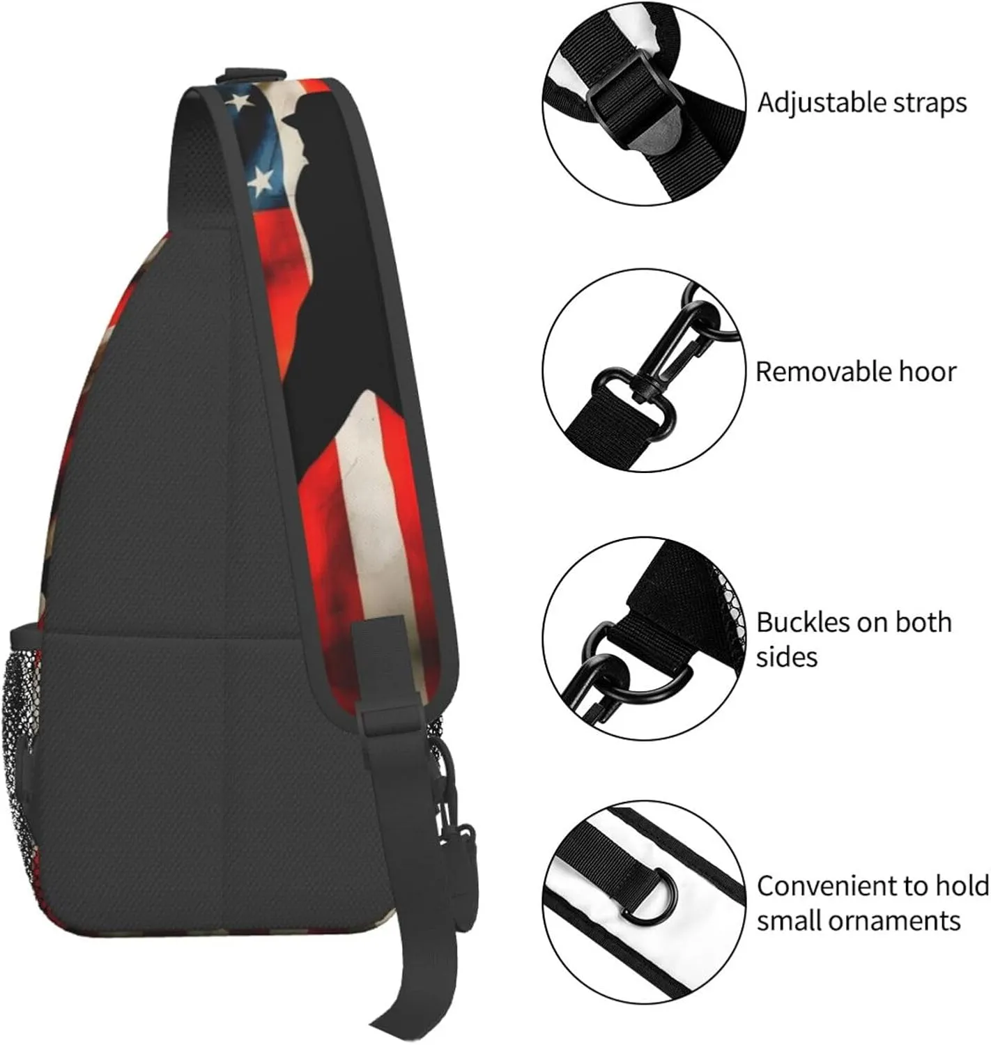 Vintage American Flag Baseball Player Chest Bags Crossbody Sling Bag Shoulder Bag Travel Hiking Daypack For Men Women