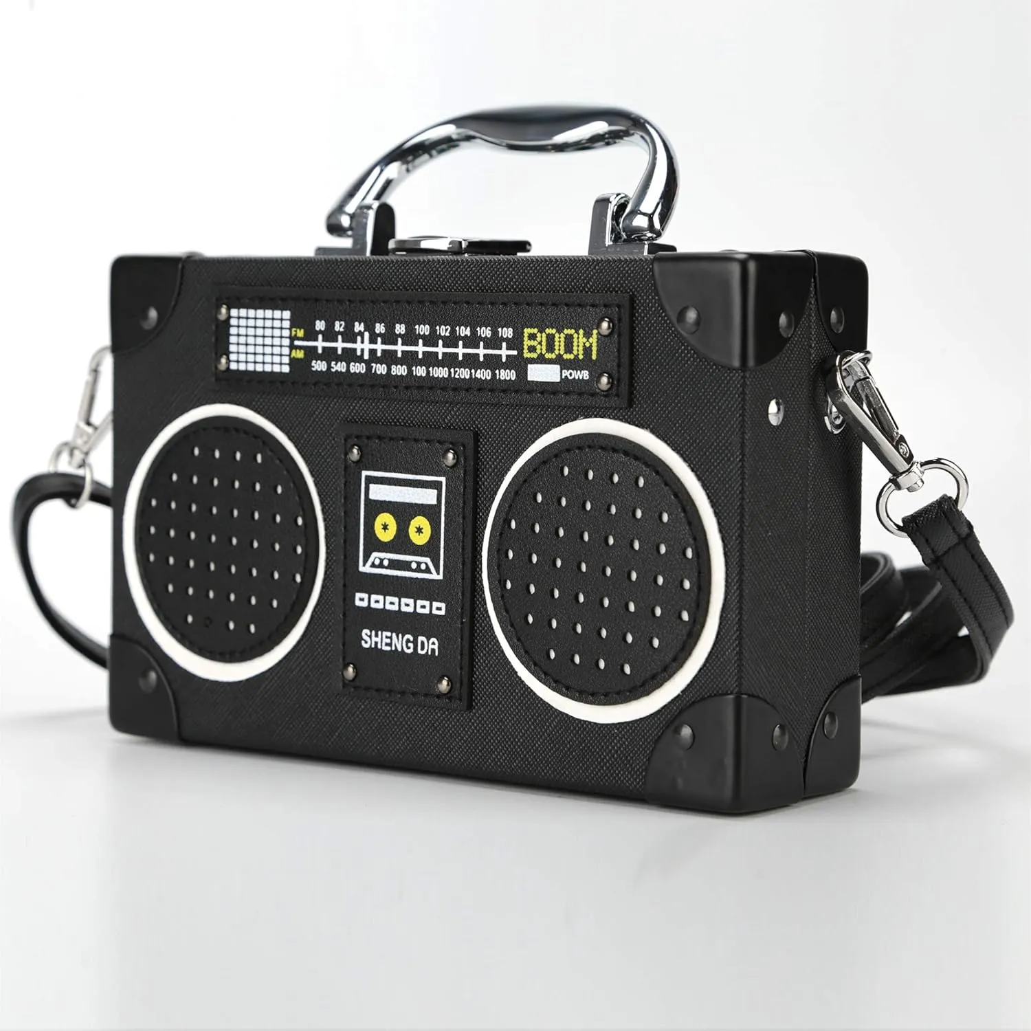 Vintage Radio Shaped Bag,PU Elegant Evening Crossbody Handbag for Women