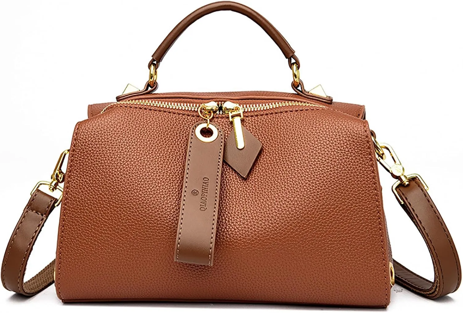 Vintage Real Genuine Leather Pillow-Bag Style Handbag For Women Crossbody Shoulder Bags with Brown Design