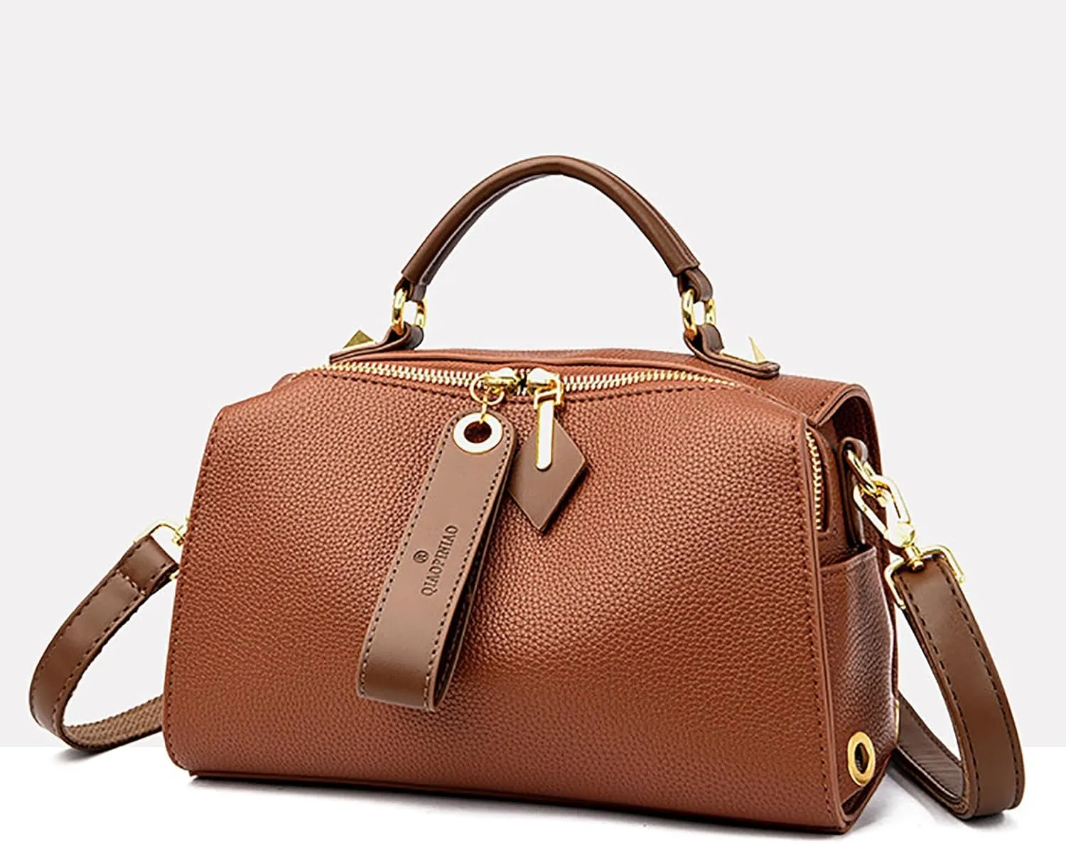 Vintage Real Genuine Leather Pillow-Bag Style Handbag For Women Crossbody Shoulder Bags with Brown Design