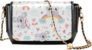 Vintage Spring Bird Butterfly Women Shoulder Leather Bags Black Crossbody Bags for Women Purse with Chain Strap