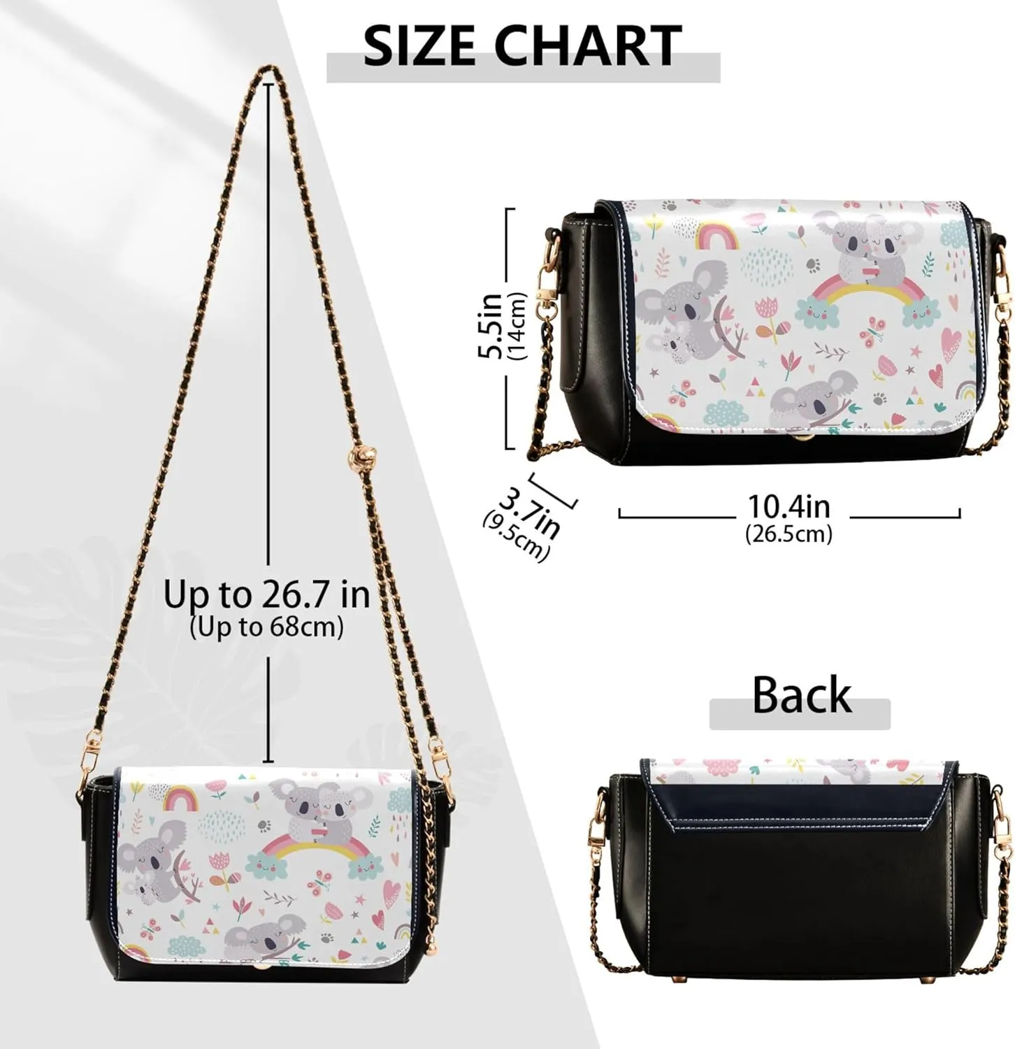 Vintage Spring Bird Butterfly Women Shoulder Leather Bags Black Crossbody Bags for Women Purse with Chain Strap