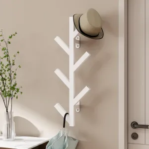 Vlush Wall Mounted Metal Coat Rack with 6 Hooks Modern Minimalist & Upright Coat Rack for Hanging Clothes, Hats, Hanging Bags and Scarves Entrance Wall Iron Coat Racks (White)