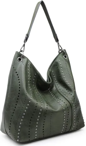 VONMAY Purses for Women Vegan Leather Handbags Large Ladies Studs Hobo Bags Tote Purse Bucket Shoulder Bag