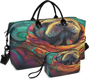 Watercolor Cool Walrus Sports Swim Gym Bag Weekender Duffel Travel Bags Handbag with Makeup Storage Bag for Girls Men