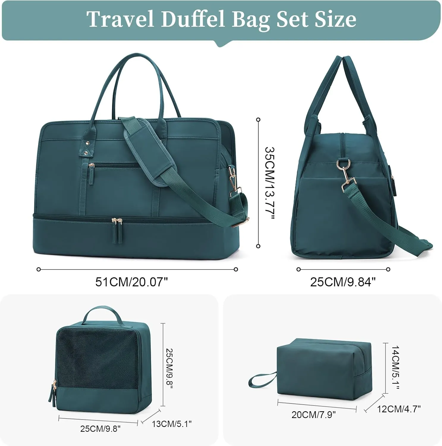 Weekender Bags for Women,Travel Duffel Bag Personal Item Bag with Shoes Compartment,Overnight Carry On Bag with Wet Pocket, Travel Bag 3Pcs Set