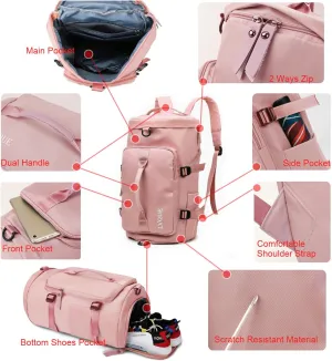 Weekender Duffel Sport Gym Bag Overnight Travel duffle Bags with Shoe Compartment Wet Pocket 2301D Pink