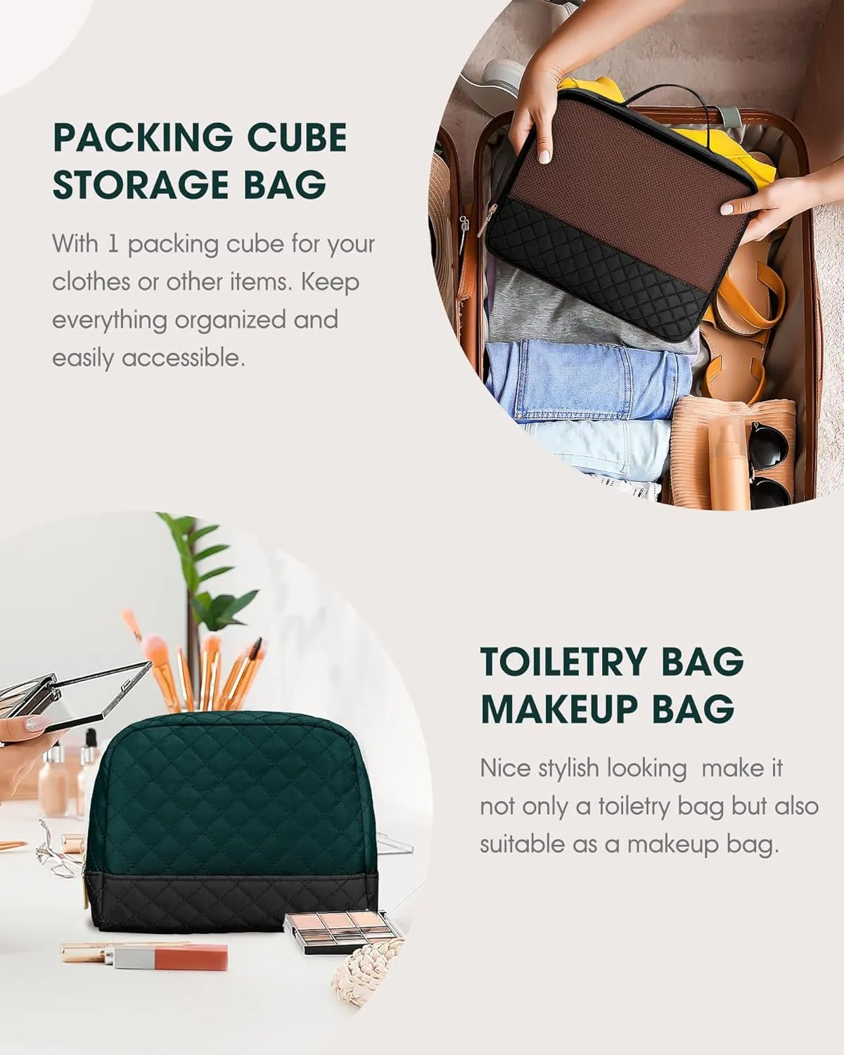Weekender Travel Duffle Bag for Women: Overnight Bags with Shoe Compartment Carry on duffel Bag for Airplanes with 2 PCS Toiletry Bags Weekend Yoga Gym Hospital with Wet Pocket Black Green