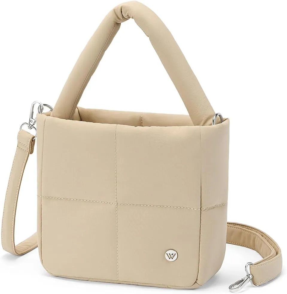 WESTBRONCO Puffer Crossbody Bags for Women, Nylon Quilted Shoulder Purse Designer Handbags with Adjustable & Detachable Strap