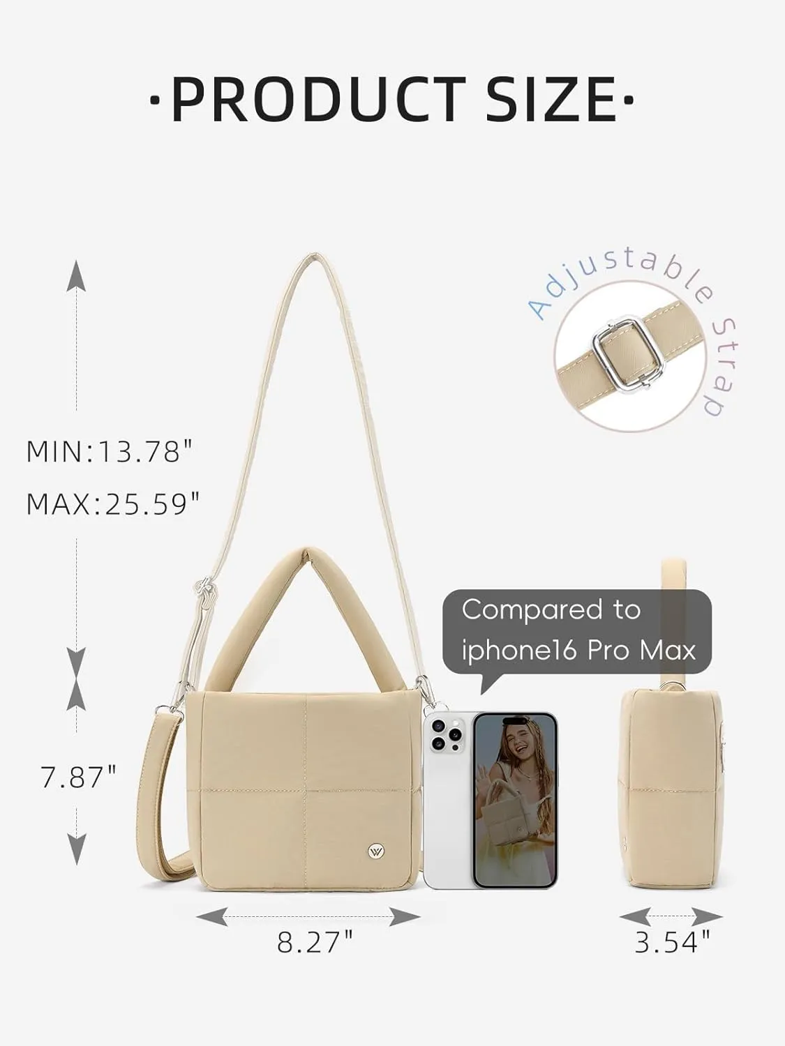 WESTBRONCO Puffer Crossbody Bags for Women, Nylon Quilted Shoulder Purse Designer Handbags with Adjustable & Detachable Strap